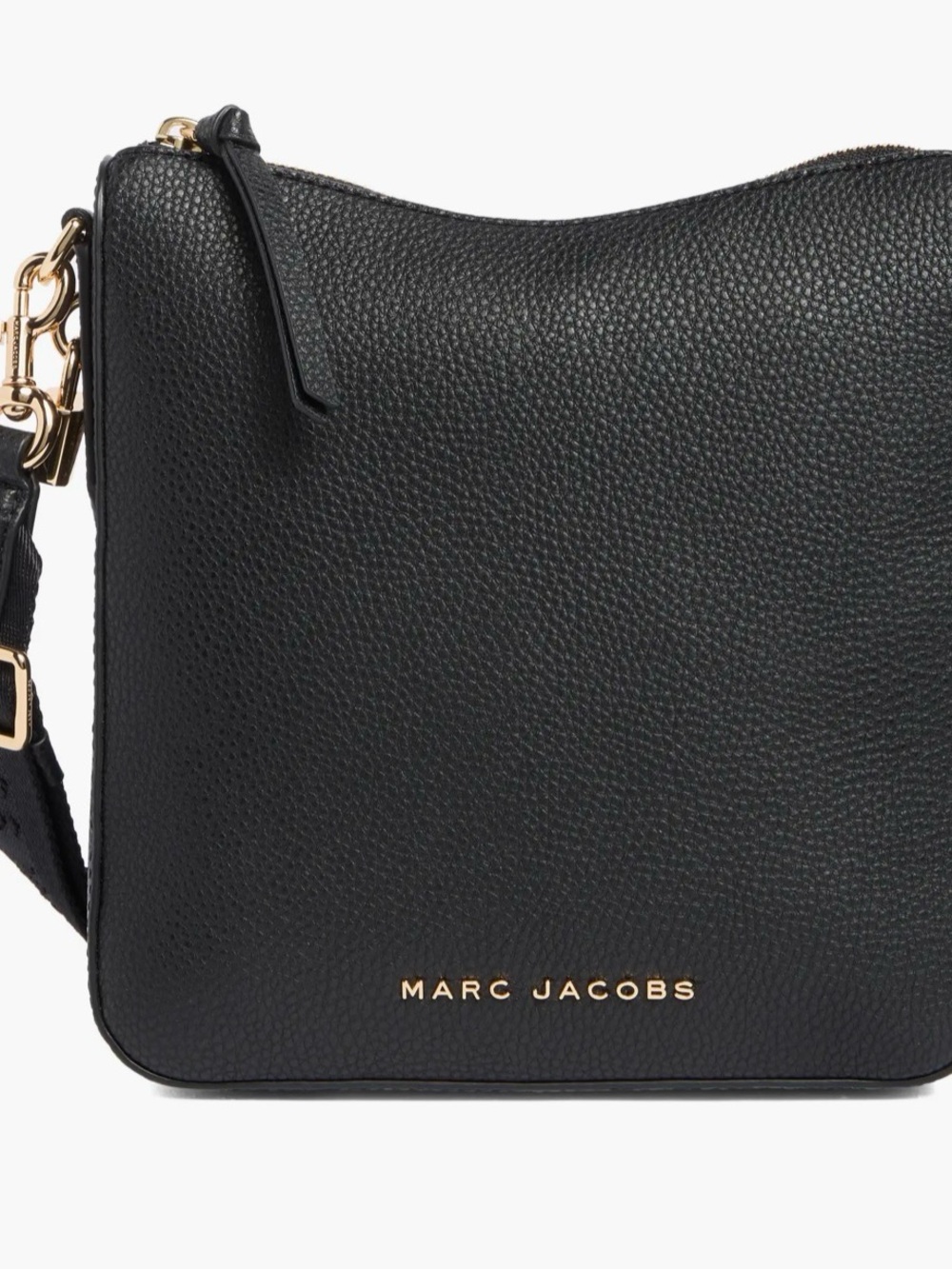 Marc Jacobs Black Pebbled Leather Crossbody with Gold Logo